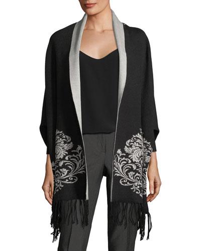 Intarsia-knit Open-front Cardigan