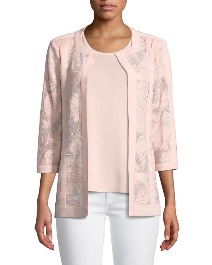 Tonal Floral Embroidered Jacket