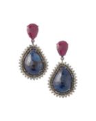 Red & Blue Sapphire Drop Earrings