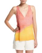 Watercolor Silk Twist-back Tank
