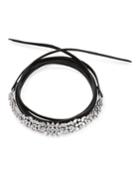 100 Stone Crystal & Leather Wrap Choker