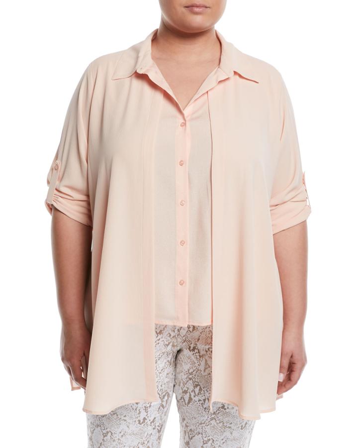 Layered Button-front Blouse