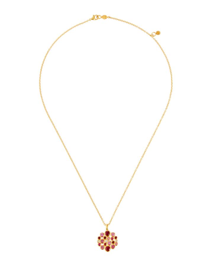 Pointelle Pink Multi-bezel Pendant Necklace