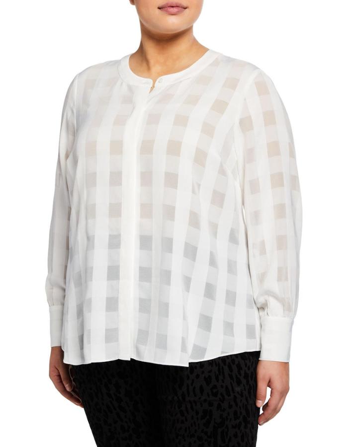 Remi Button-down Check Blouse,