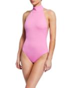 High-neck Ribbon One-piece