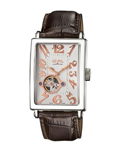 Avenue Of Americas Intravedre Automatic White Dial Watch With Brown