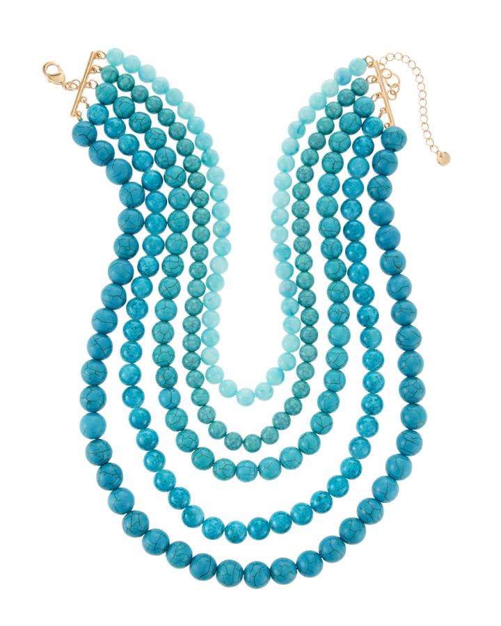 Multi-row Necklace, Turquoise/blue