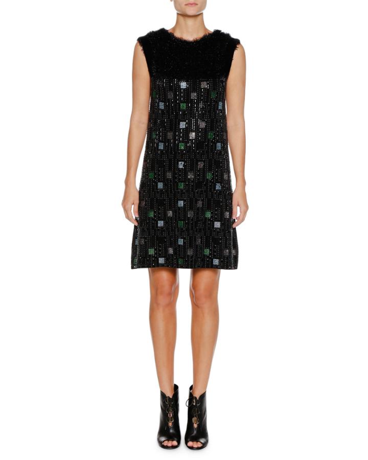 Sleeveless Embellished A-line Mini Cocktail Dress