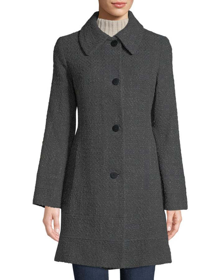 Fitted Tweed Band-hem Coat