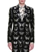 Moth-jacquard Blazer, Black/silver