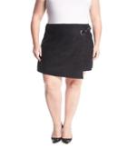 Faux-suede Grommet Wrap Skirt,