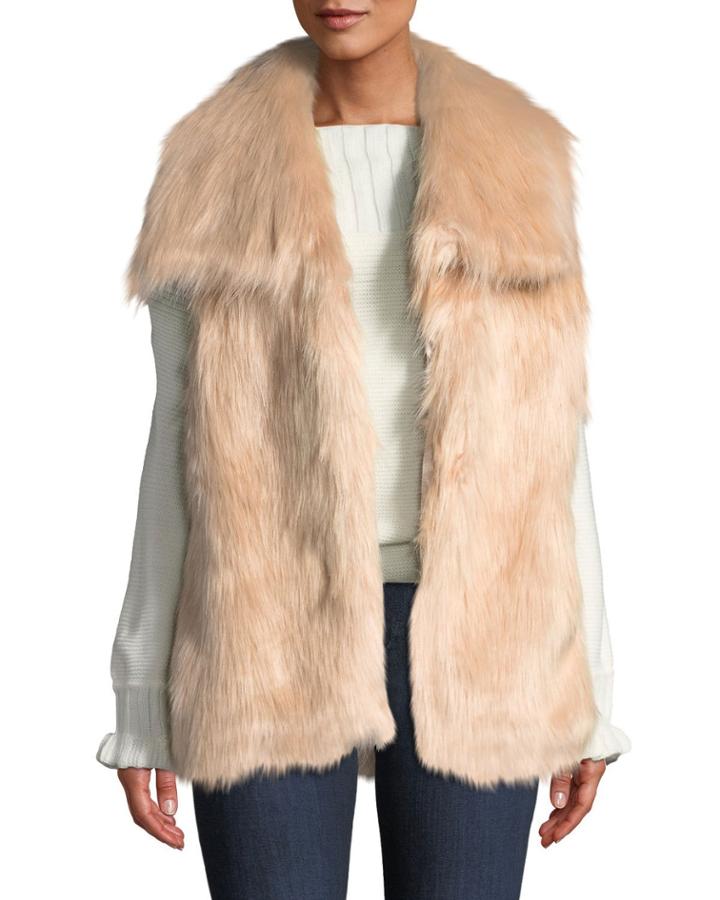 Draped Faux-fur Vest