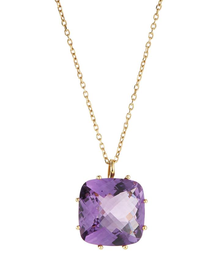 Roberto Coin 18k Ipanema Square Amethyst Pendant Necklace, Women's
