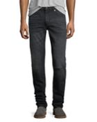 Dirty-wash Skinny Jeans With Ripped Knee