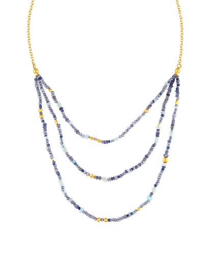 Delicate Flurries Beaded Triple-row Bib Necklace