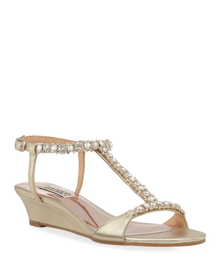 Yadira Jeweled Metallic T-strap
