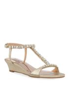 Yadira Jeweled Metallic T-strap
