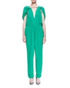 Chain-threaded Gathered Jumpsuit