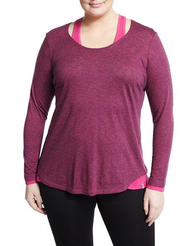 Long-sleeve Twofer Tee, Pink,