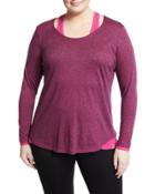 Long-sleeve Twofer Tee, Pink,