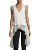 Lace-trim V-neck Handkerchief Top