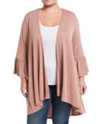 Flare-sleeve Jersey Duster Cardigan, Plus