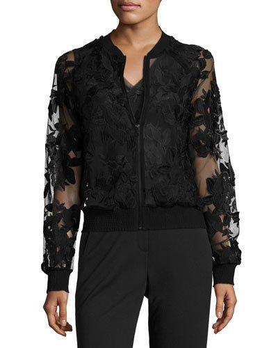 Brittany Illusion Floral Jacket, Black