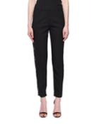 Flat-fly Slim Tapered-leg Wool-blend Pants W/ Beaded Tux