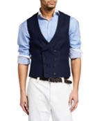 Men's One-and-a-half-breasted Hopsack Waistcoat