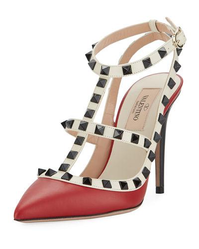Rockstud Leather Caged Pump,