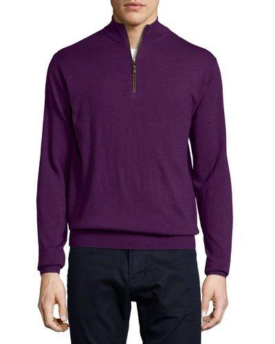 Quarter-zip Wool Sweater, Purple