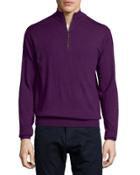 Quarter-zip Wool Sweater, Purple