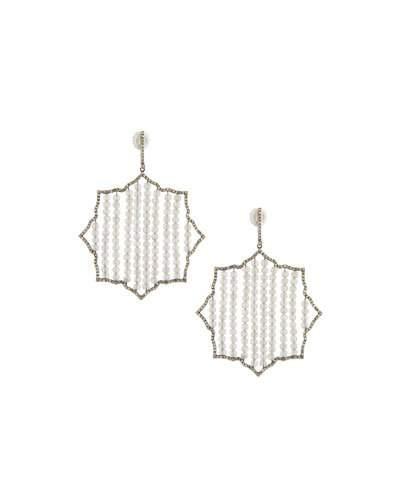 Geometric Diamond & Labradorite Beaded Drop Earrings
