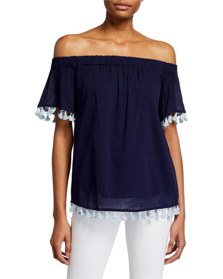 Off-the-shoulder Tassel Top