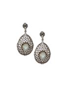 Labradorite Oval-dangle Earrings W/ Diamonds