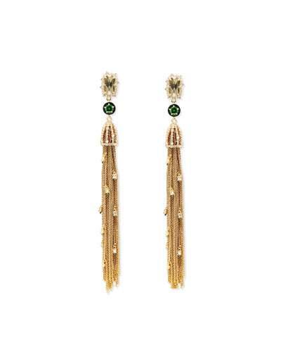 Cascading Golden Tassel Clip-on Earrings