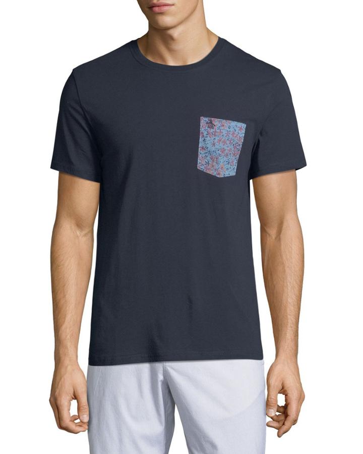 Men's Floral-print Pocket T-shirt