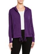 Drawstring-hem Cashmere Hooded Jacket