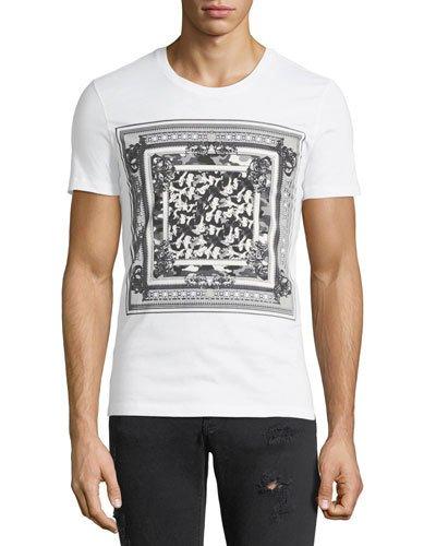 Signature-print Crewneck Tee, White