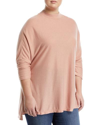 Mock-neck Ribbed Tunic,