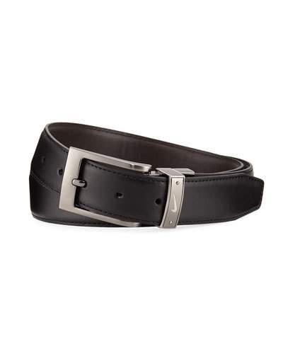 Swoosh Reversible Faux Belt, Black/brown