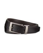 Swoosh Reversible Faux Belt, Black/brown