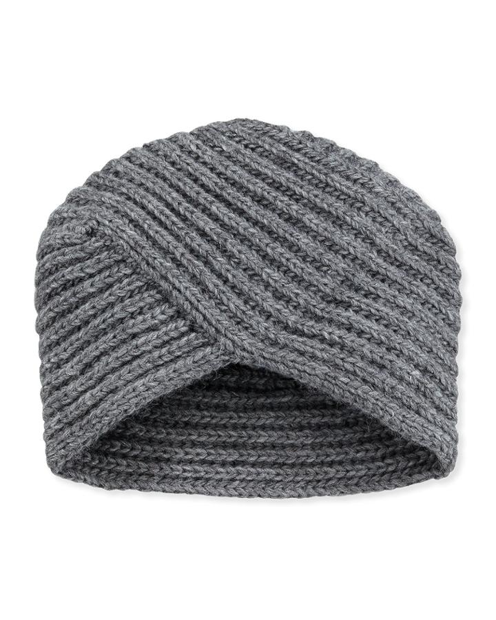 Portolano Chunky Ribbed-knit Turban Hat, Medium Gray, Women's, Size: