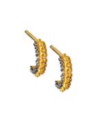 Pave Cubic Zirconia Gear Huggie Hoop Earrings