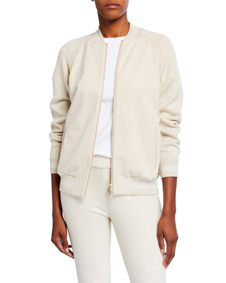 Sequin Embellished Cotton-blend Bomber Jacket