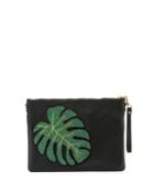 Monstera Leaf Chain Clutch Bag, Black