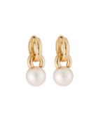 14k Link Pearl-drop Earrings