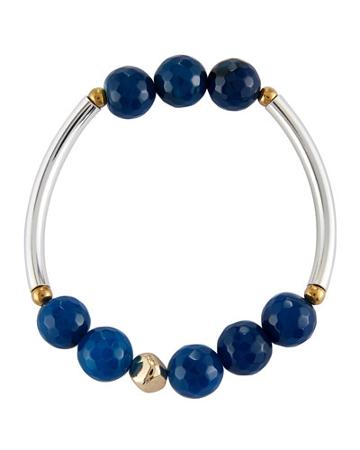 Quartz Beaded Stretch Bracelet, Blue
