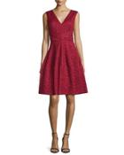 Sleeveless Lace Fit & Flare Dress, Red