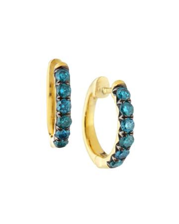 18k Jude Diamond Pav&eacute; Hoop Earrings, Aqua